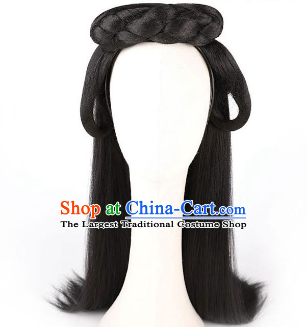 Handmade Chinese Ancient Young Beauty Wig Sheath Headwear Traditional Ming Dynasty Princess Wigs Chignon