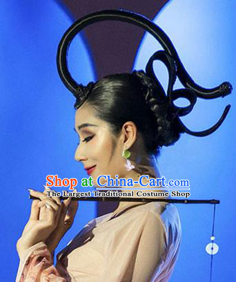 Chinese Classical Dance Wigs Chignon Ancient Flying Apsaras Dance Headdress