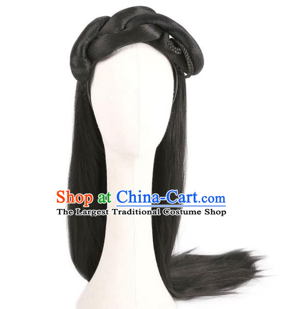 Handmade Chinese Ancient Palace Lady Wig Sheath Headwear Traditional Ming Dynasty Princess Wigs Chignon Headbang