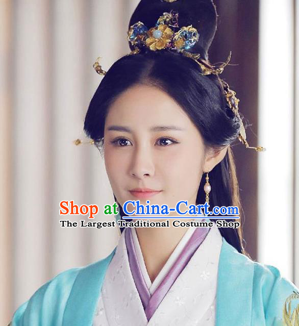 Handmade Chinese Ancient Empress Wig Sheath Traditional Warring States Period Princess Consort Wigs Chignon Headwear