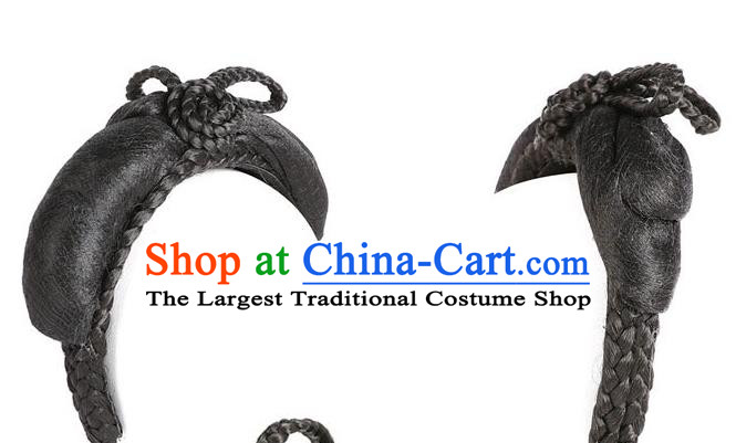 Handmade Chinese Ancient Princess Wig Sheath Headwear Traditional Ming Dynasty Young Lady Wigs Chignon Hair Clasp