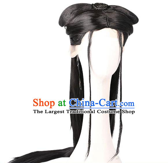 Handmade Chinese Ancient Crown Princess Wig Sheath Traditional Jin Dynasty Palace Lady Wigs Chignon Headdress