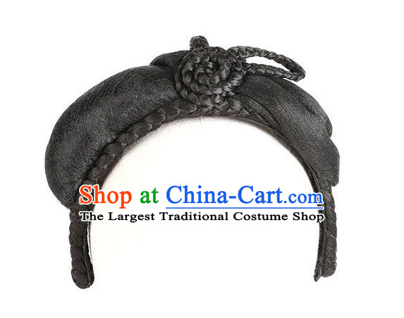 Handmade Chinese Ancient Princess Wig Sheath Headwear Traditional Ming Dynasty Young Lady Wigs Chignon Hair Clasp
