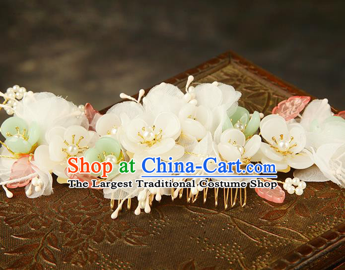 China Ming Dynasty Princess Pear Blossom Hair Comb Traditional Ancient Court Lady Hair Jewelry Flowers Hairpin