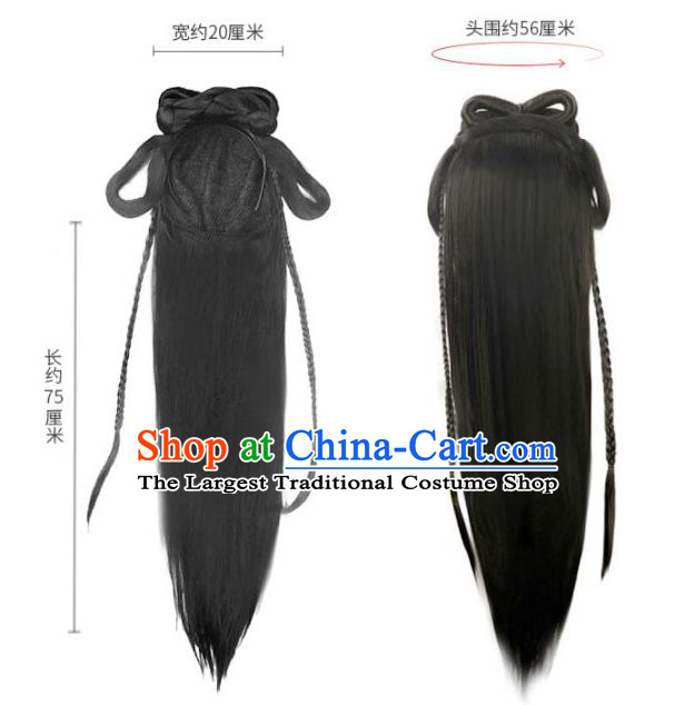 Handmade Chinese Ancient Noble Lady Wig Sheath Traditional Tang Dynasty Royal Princess Wigs Chignon Head Clasp