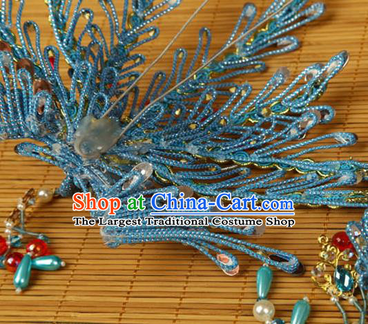 China Traditional Beijing Opera Hair Crown Ancient Queen Hair Jewelry Tassel Phoenix Hairpin