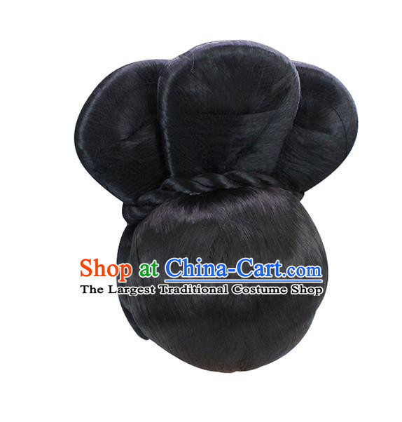 Chinese Ancient Palace Lady Wig Sheath Traditional Ming Dynasty Imperial Consort Wigs Chignon Headwear