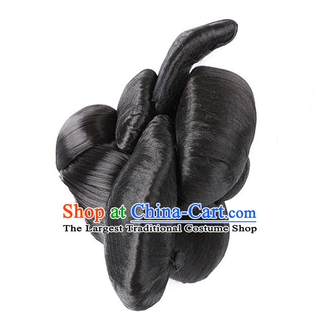 Chinese Ancient Court Woman Wig Sheath Traditional Tang Dynasty Imperial Consort Yang Wigs Chignon and Hair Accessories