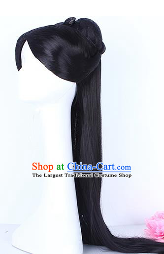 Chinese Ancient Queen Fu Yao Wig Sheath Traditional Southern and Northern Dynasties Young Lady Wigs Chignon Headwear