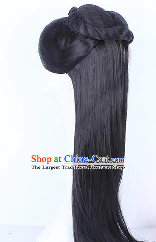 Chinese Ancient Queen Fu Yao Wig Sheath Traditional Southern and Northern Dynasties Young Lady Wigs Chignon Headwear