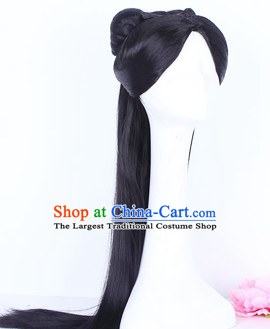 Chinese Ancient Queen Fu Yao Wig Sheath Traditional Southern and Northern Dynasties Young Lady Wigs Chignon Headwear