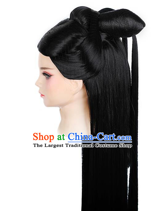 Chinese Ancient Goddess Bai Fengjiu Wig Sheath Traditional Antiquity Fairy Princess Wigs Chignon