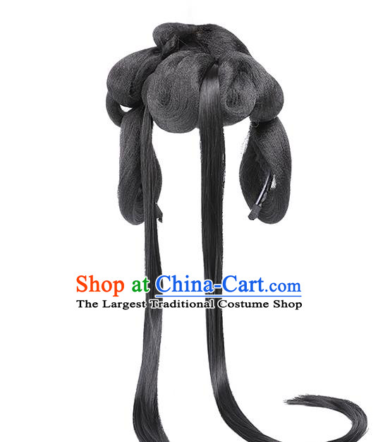 Handmade Chinese Ancient Princess Wig Sheath Traditional Tang Dynasty Young Beauty Wigs Chignon Hair Clasp