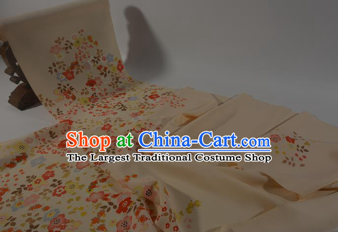 Japanese Kimono Fabric Traditional Qipao Dress Princess Light Yellow Silk Cloth