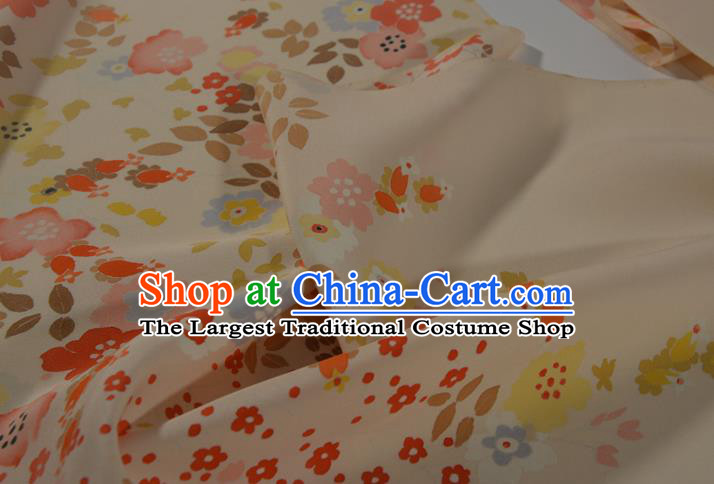 Japanese Kimono Fabric Traditional Qipao Dress Princess Light Yellow Silk Cloth