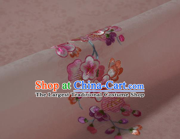 Chinese Suzhou Embroidered Plum Blossom Silk Traditional Hanfu White Silk Fabric