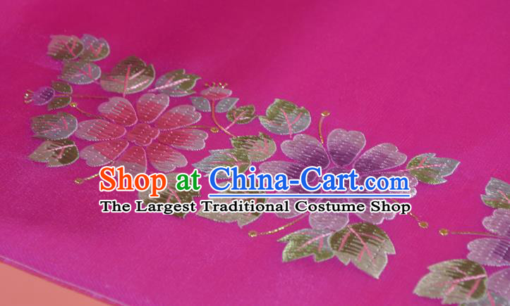 Chinese Handmade Embroidered Chrysanthemum Silk Traditional Hanfu Rosy Silk Fabric