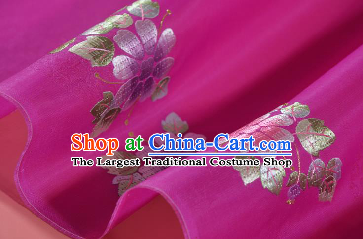 Chinese Handmade Embroidered Chrysanthemum Silk Traditional Hanfu Rosy Silk Fabric