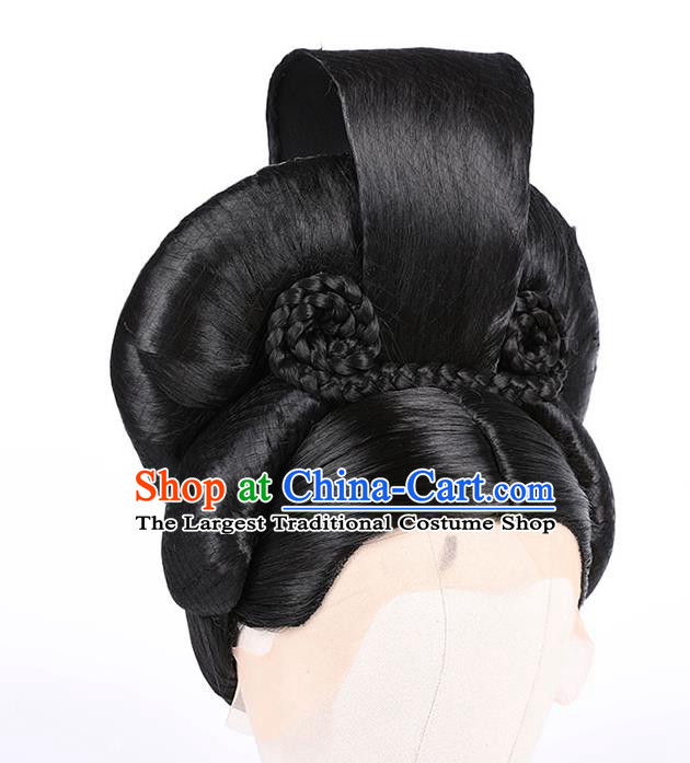 Chinese Ancient Imperial Consort Wig Sheath Traditional Tang Dynasty Court Woman Wigs Chignon Headdress