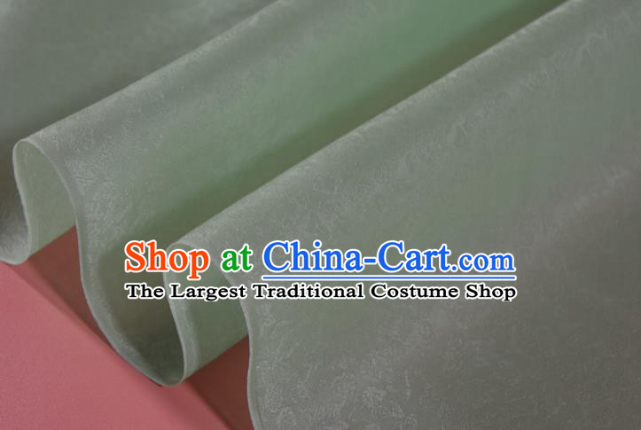 Chinese Jacquard Silk Material Traditional Hanfu Dress Embroidered Flowers Green Silk Fabric