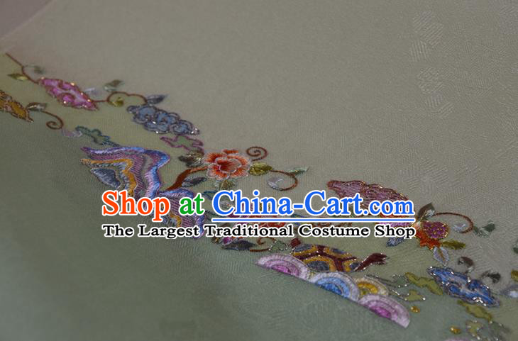 Chinese Jacquard Daisy Pattern Silk Material Traditional Hanfu Dress Embroidered Light Blue Silk Fabric