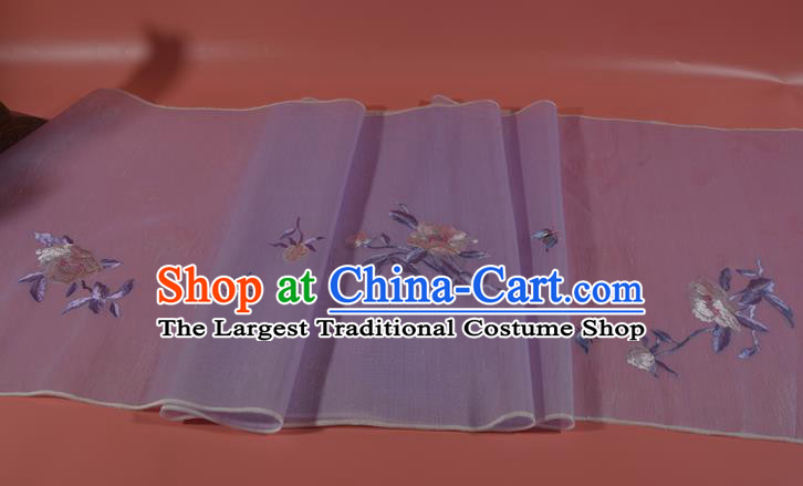 Chinese Classical Light Pink Silk Fabric Traditional Hanfu Embroidered Peony Silk Material