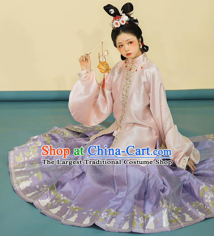 China Traditional Ming Dynasty Hanfu Dress Clothing Ancient Young Beauty Historical Costume