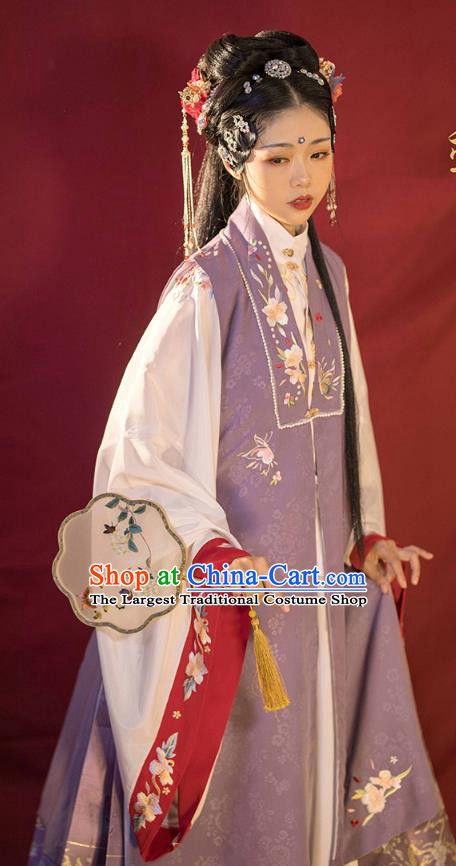 China Traditional Embroidered Hanfu Clothing Ancient Ming Dynasty Royal Princess Historical Costumes Full Set