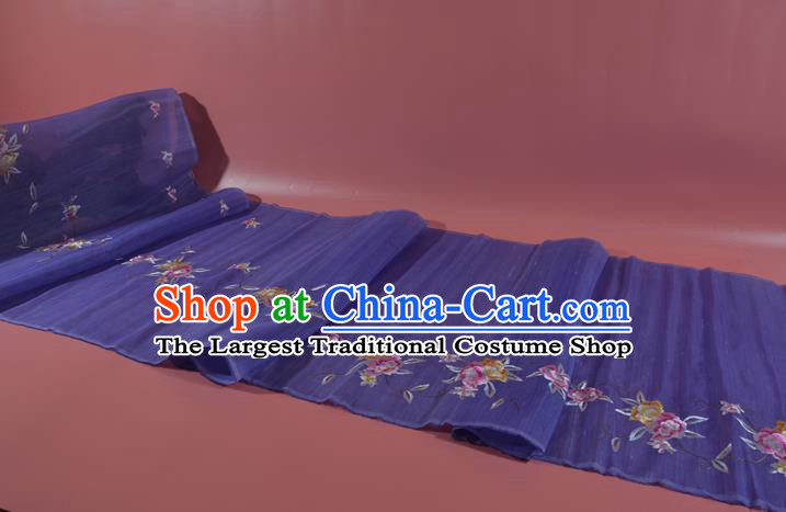 Traditional Korean Hanbok Dress Silk Fabric Handmade Embroidered Flowers Purple Silk Cloth