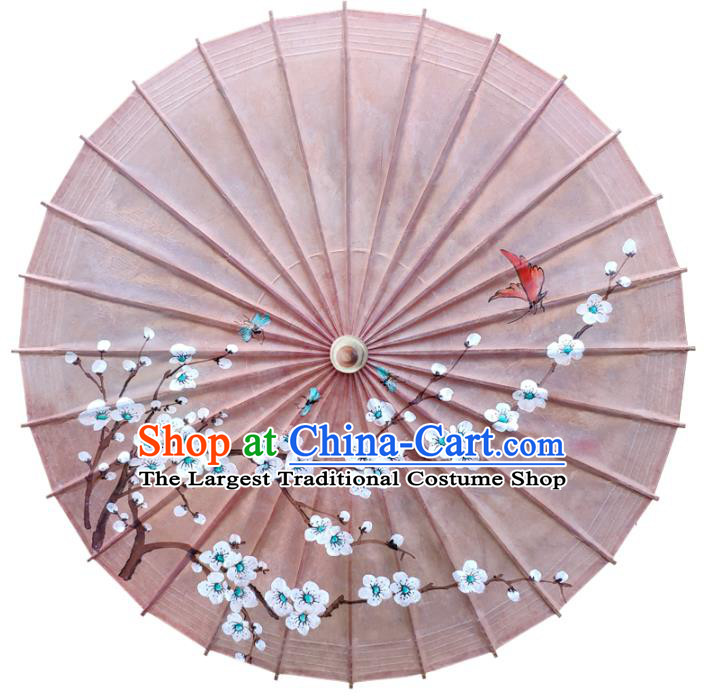 Traditional China Paper Umbrella Handmade Umbrellas Painting Plum Blossom Pink Umbrella Bumbershoot