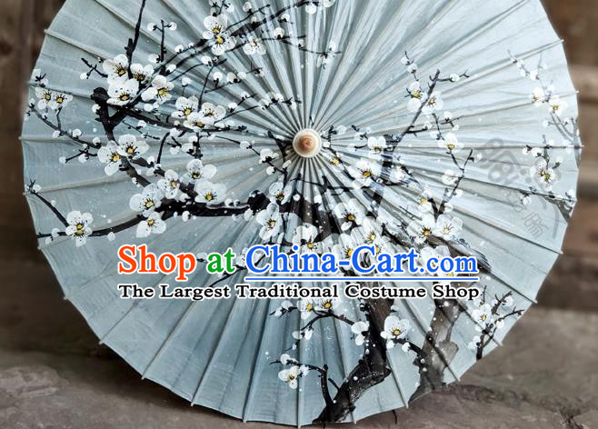 Traditional China Painting Plum Blossom Oil Umbrella Blue Bumbershoot Paper Umbrella Handmade Umbrellas