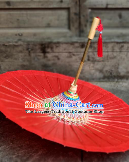 Traditional China Handmade Umbrellas Artware Wedding Bride Umbrella Red Oil Paper Umbrella