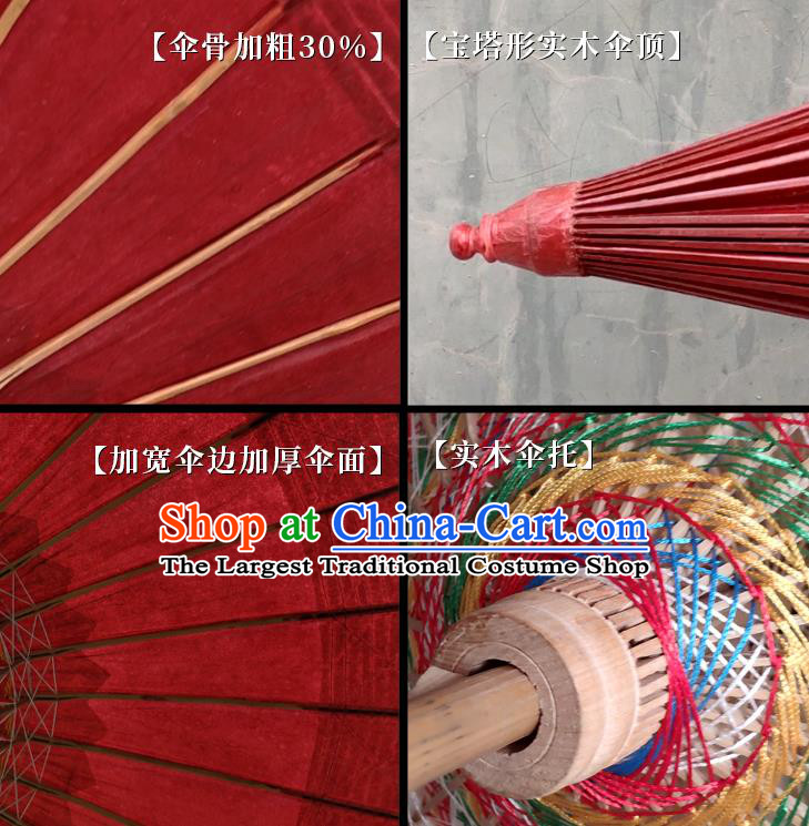 Traditional China Wedding Bride Umbrella Handmade Umbrellas Artware Bumbershoot Purplish Red Oil Paper Umbrella