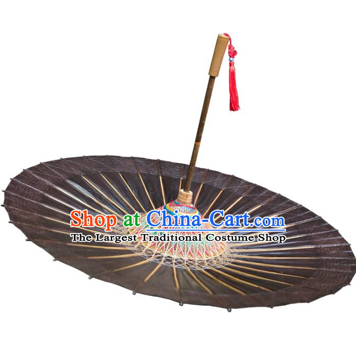 Traditional China Handmade Umbrellas Artware Bumbershoot Brown Oil Paper Umbrella Stage Show Umbrella