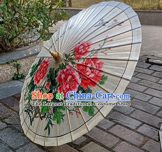Traditional China Hand Painting Peony Oil Paper Umbrella Stage Show Umbrella Classical Umbrellas Artware