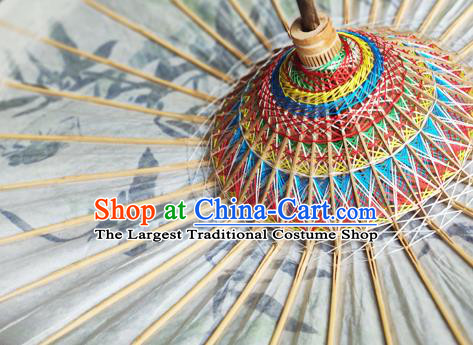 Traditional China White Oil Paper Umbrella Handmade Umbrellas Artware Ink Painting Plum Blossom Umbrella