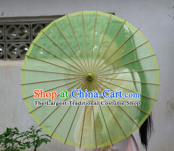 Chinese Classical Dance Umbrella Parasol Traditional Hanfu Green Silk Umbrella