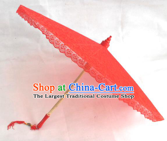 Chinese Red Lace Umbrellas Traditional Hanfu Umbrella Wedding Umbrella Classical Dance Umbrella