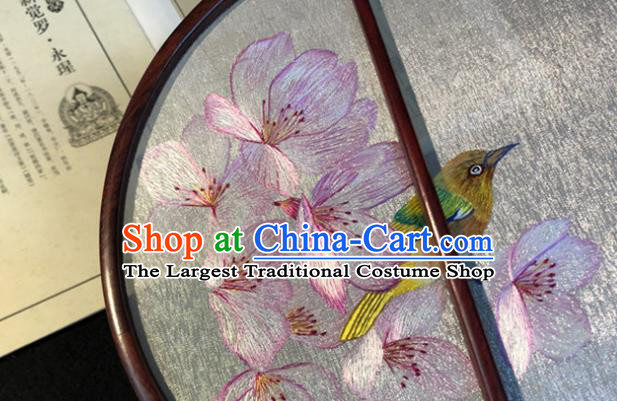 Handmade China Classical Dance Silk Fan Traditional Princess Embroidered Mangnolia Bird Circular Fan Wedding Palace Fan