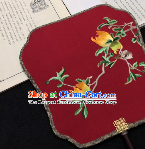 Handmade China Embroidered Silk Fan Wedding Fan Traditional Hanfu Fans Classical Red Palace Fan