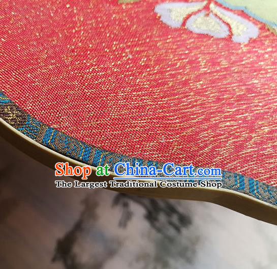 China Handmade Wedding Red Silk Fans Classical Palace Fan Traditional Tang Dynasty Princess Fan