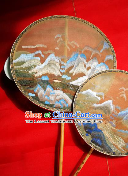 China Classical Palace Fan Traditional Double Sides Circular Fan Handmade Embroidered Silk Fans