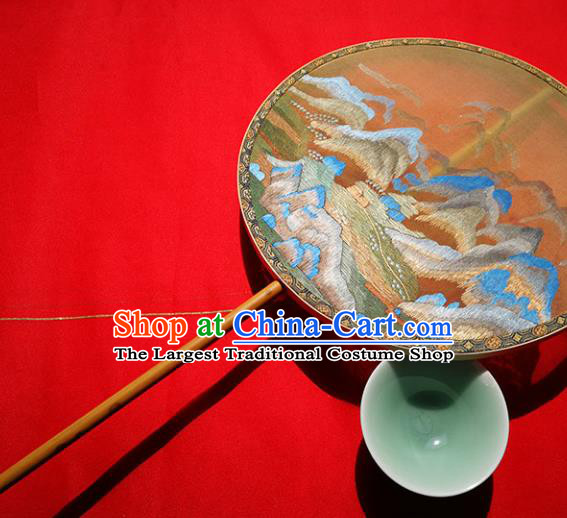 China Classical Palace Fan Traditional Double Sides Circular Fan Handmade Embroidered Silk Fans