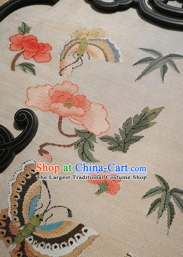 Handmade China Traditional Ming Dynasty Hanfu Fans Silk Fan Embroidered Butterfly Fan Classical Palace Fan