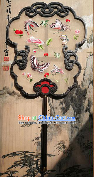 Handmade China Embroidered Butterfly Fan Classical Palace Fan Traditional Ming Dynasty Hanfu Fans Silk Fan