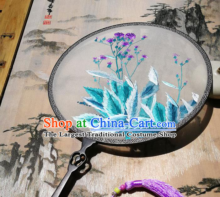 China Handmade Silk Fans Palace Fan Traditional Hanfu Fan Embroidered Circular Fan