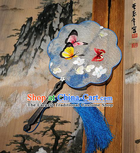 China Embroidered Butterfly Fan Handmade Silk Fans Traditional Hanfu Fan Palace Fan