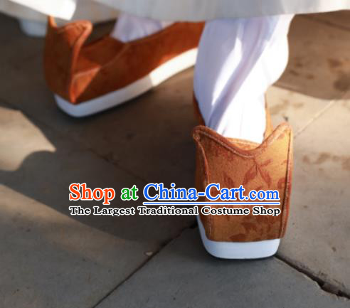 Chinese Ancient Song Dynasty Scholar Ginger Cloth Shoes Traditional Hanfu Shoes for Men