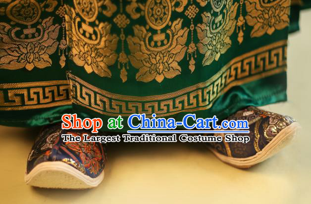 Chinese Handmade Navy Brocade Shoes Traditional Hanfu Shoes Ming Dynasty Noble Prince Shoes