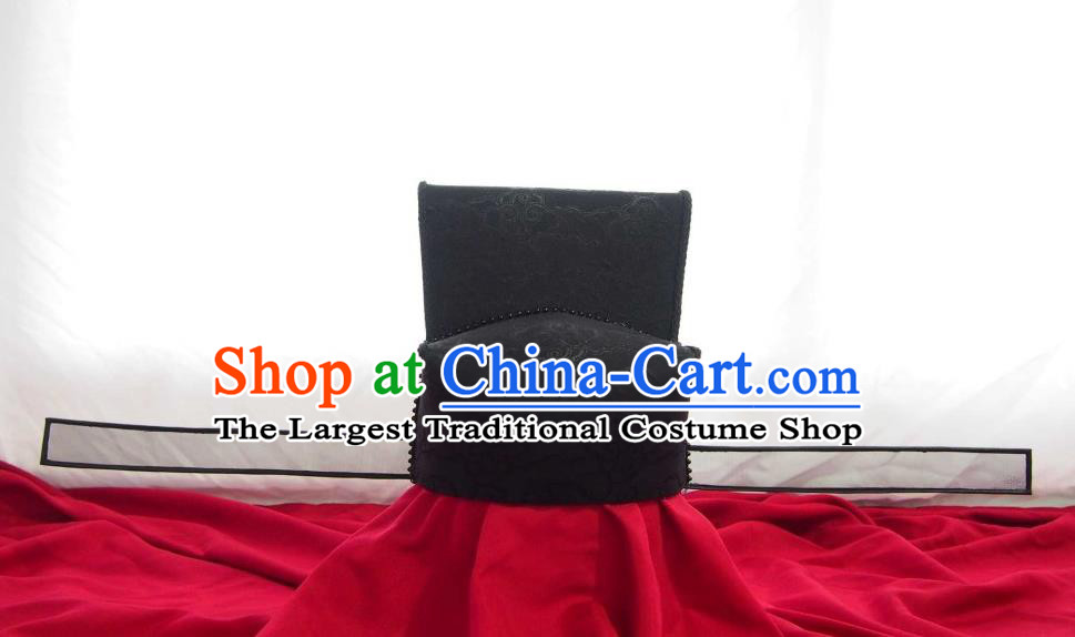 Chinese Handmade Song Dynasty Emperor Black Hat Traditional Hanfu Ancient Official Headwear
